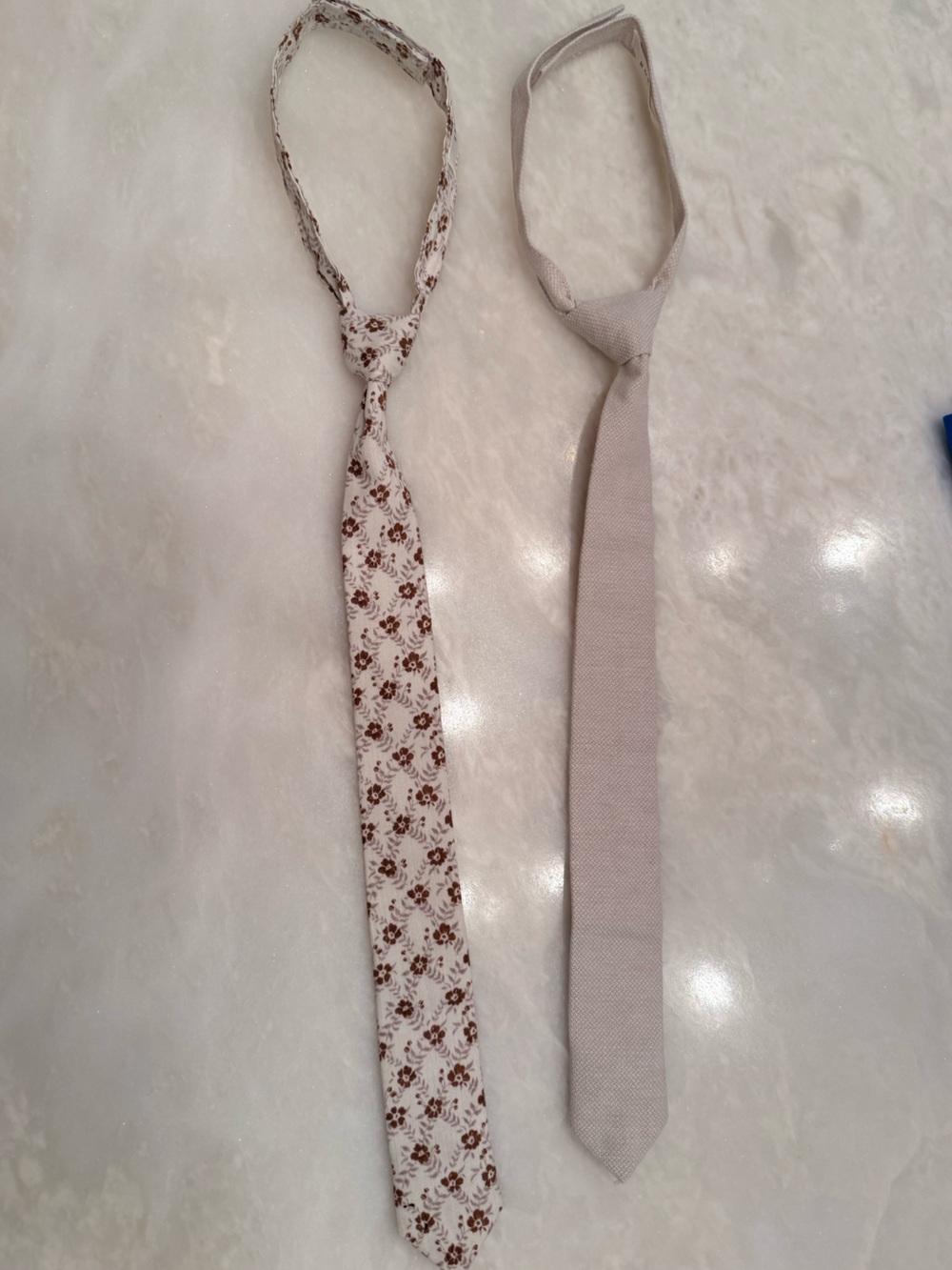 Boys Noralee skinny ties Neutral Floral and Beige and Cream
